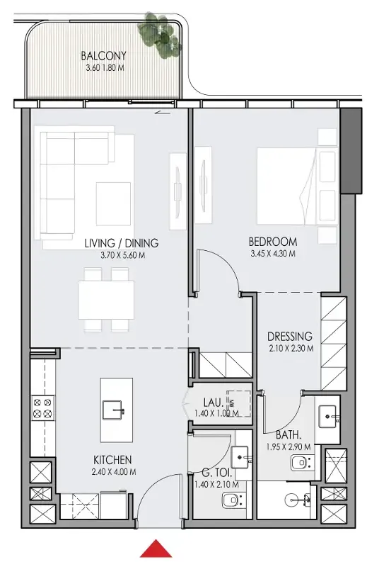 Do Hotels and Residences 1 bed floor plan, 852 sqft