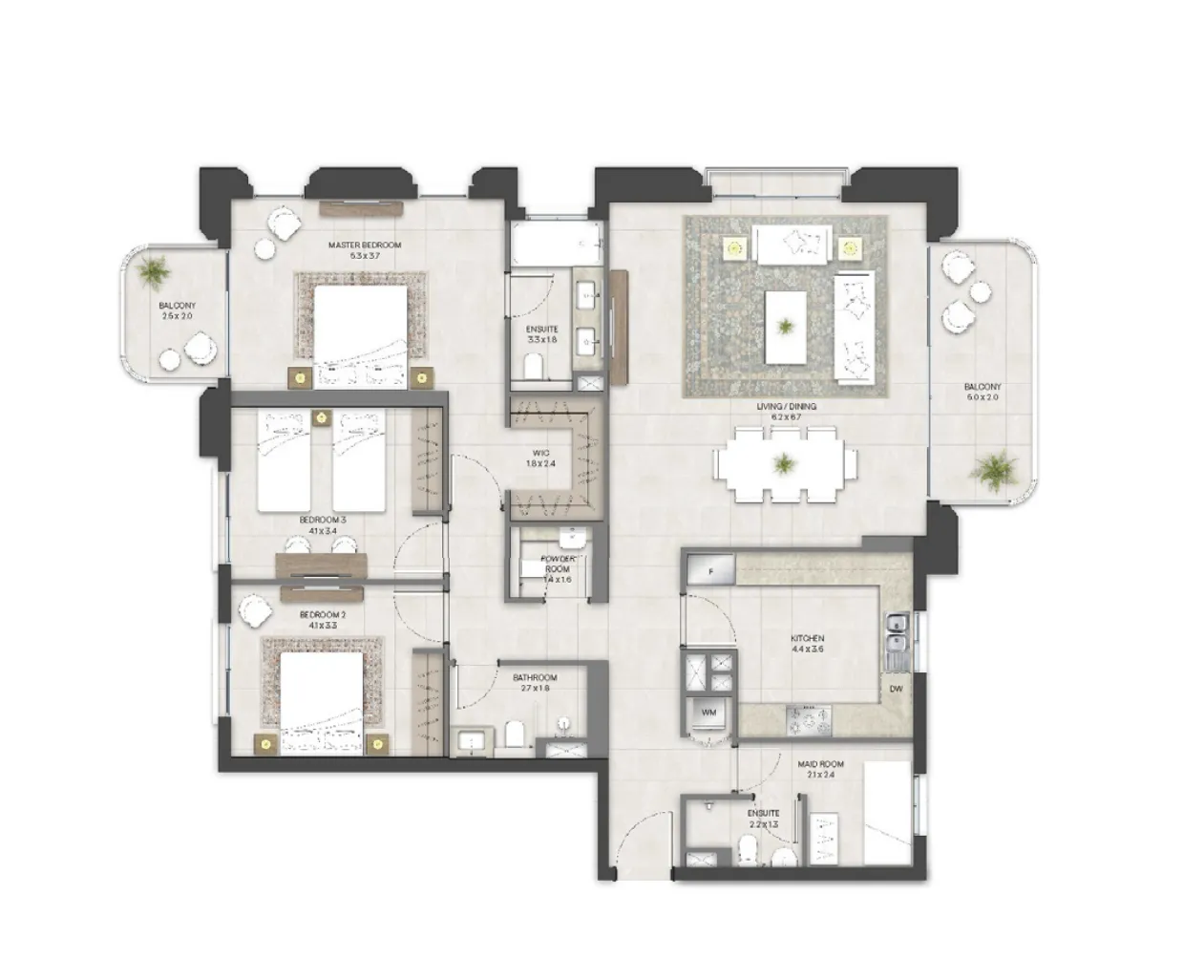 Bloom Living - Alhambra 3 bed floor plan, 1,830 – 2,106 sqft