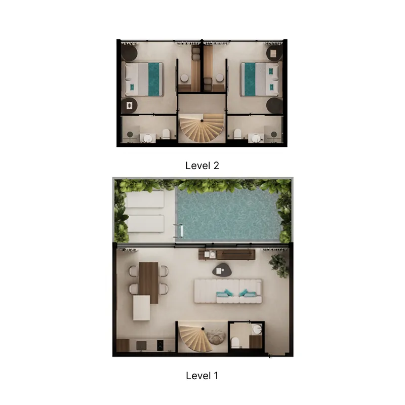 Pandawa Dream 2 bed floor plan, 1,109 – 1,539 sqft