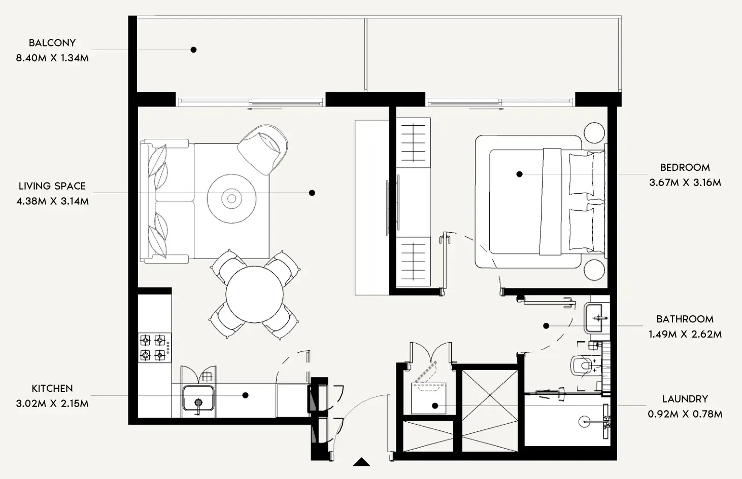 Azizi Leily 1 bed floor plan, 652 sqft