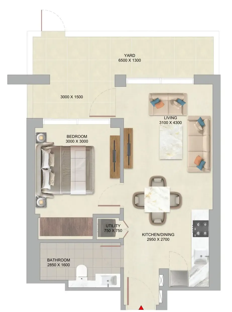 The Woods Abode at Sobha Sanctuary 1 bed floor plan, 658 sqft