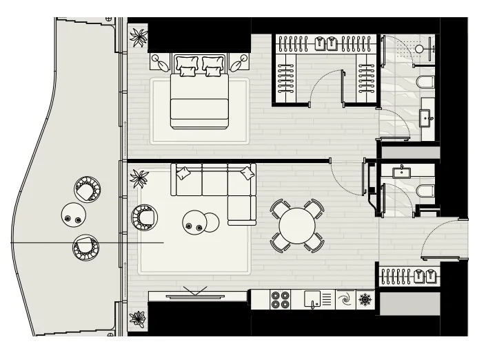 LIV Maritime 1 bed floor plan, 1,171 sqft