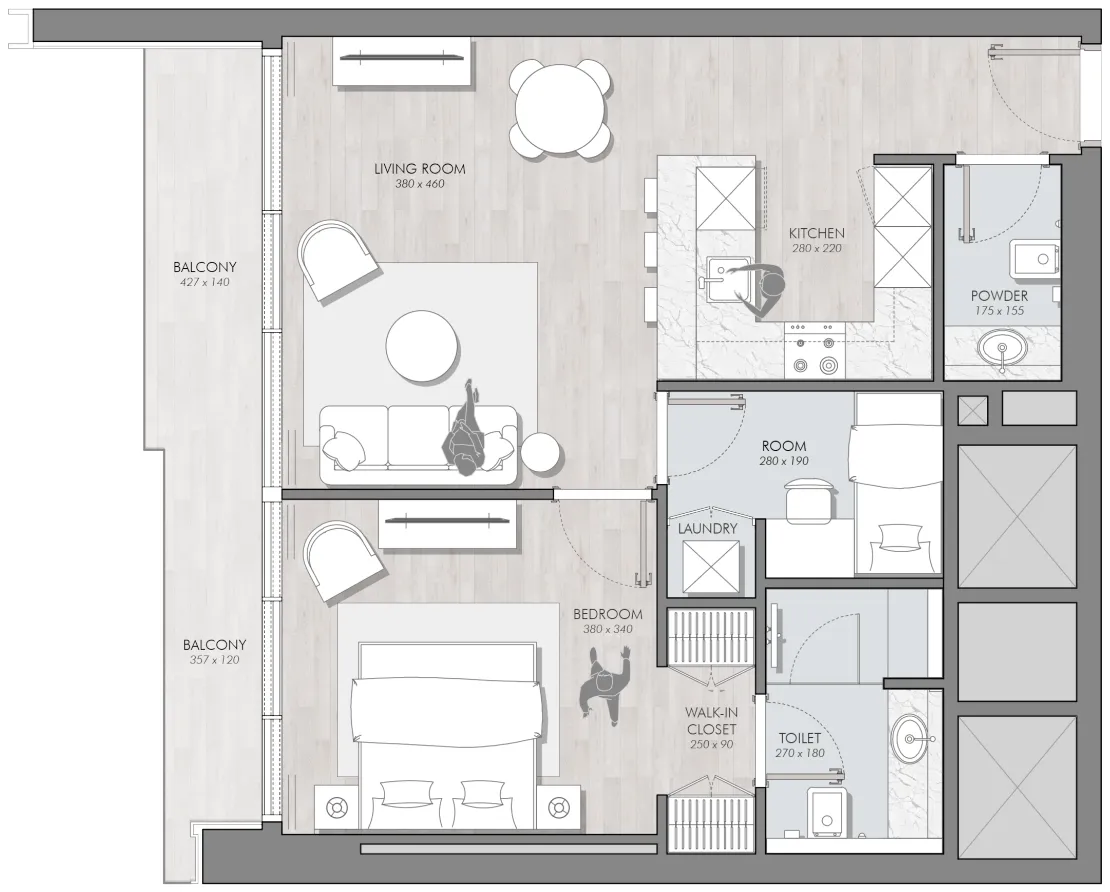 Avant Garde Residences 2 1 bed floor plan, 817 sqft