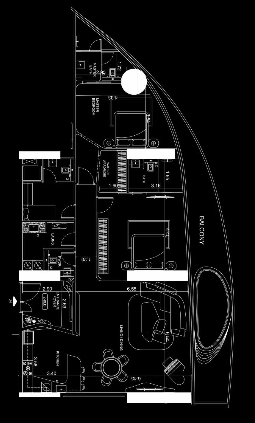 Bugatti Residences by Binghatti 2 bed floor plan, 2,199 sqft