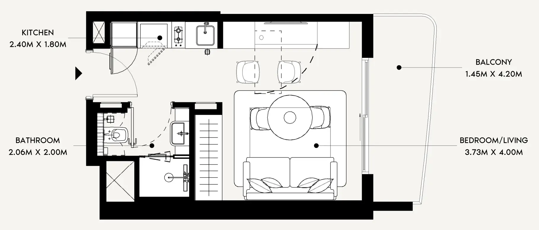 Azizi Leily Studio floor plan, 334 sqft