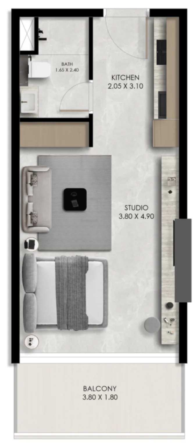 Verano by Prescott Studio floor plan, 427 sqft