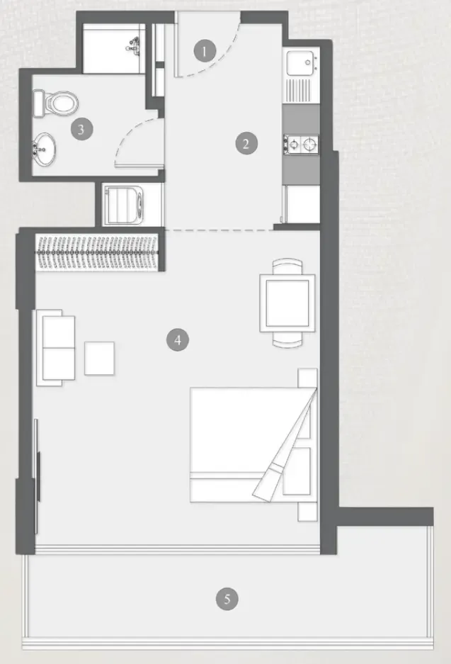 Elevia Residences  Studio floor plan, 522 sqft