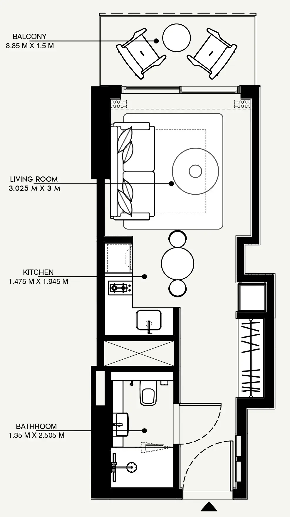Azizi Venice Studio floor plan, 363 sqft