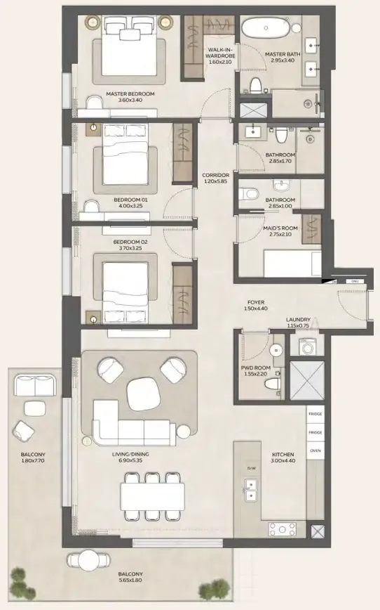 Expo Valley Views 3 bed floor plan, 1,882 sqft