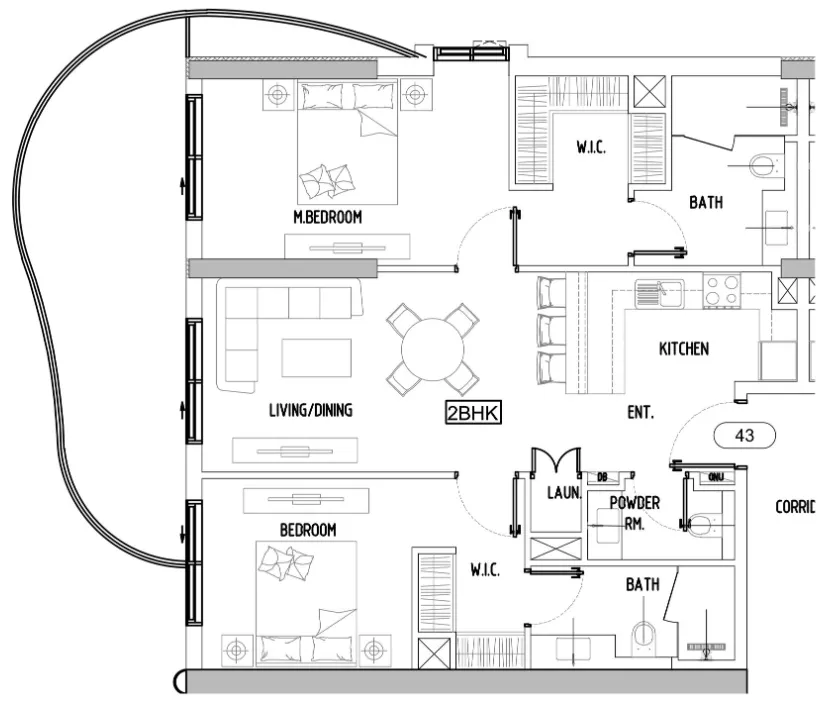 Damac Lagoons Views Phase 3 2 bed floor plan, 1,174 sqft