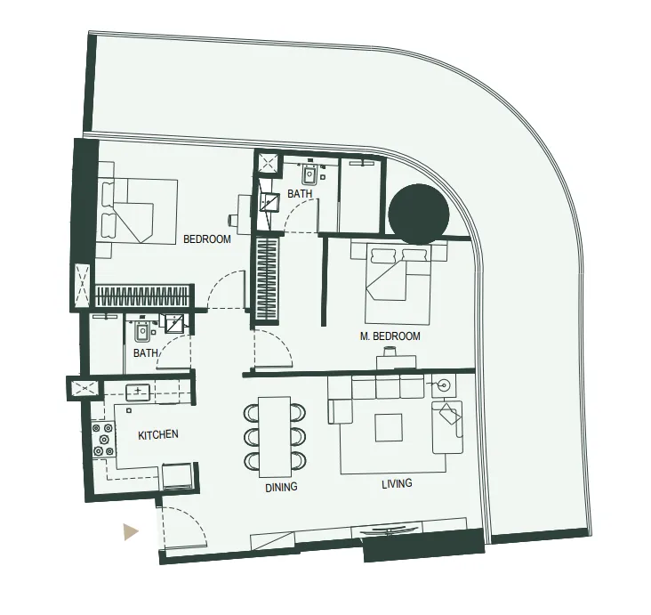 Binghatti Hills 2 bed floor plan, 1,679 sqft