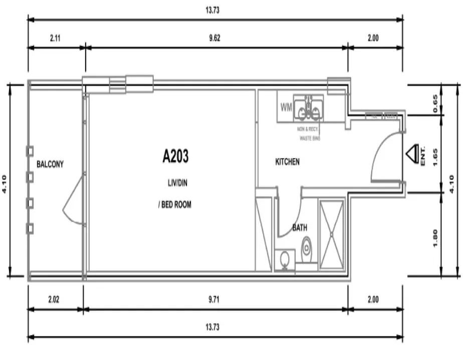 Parkwood Residences Studio floor plan, 553 sqft
