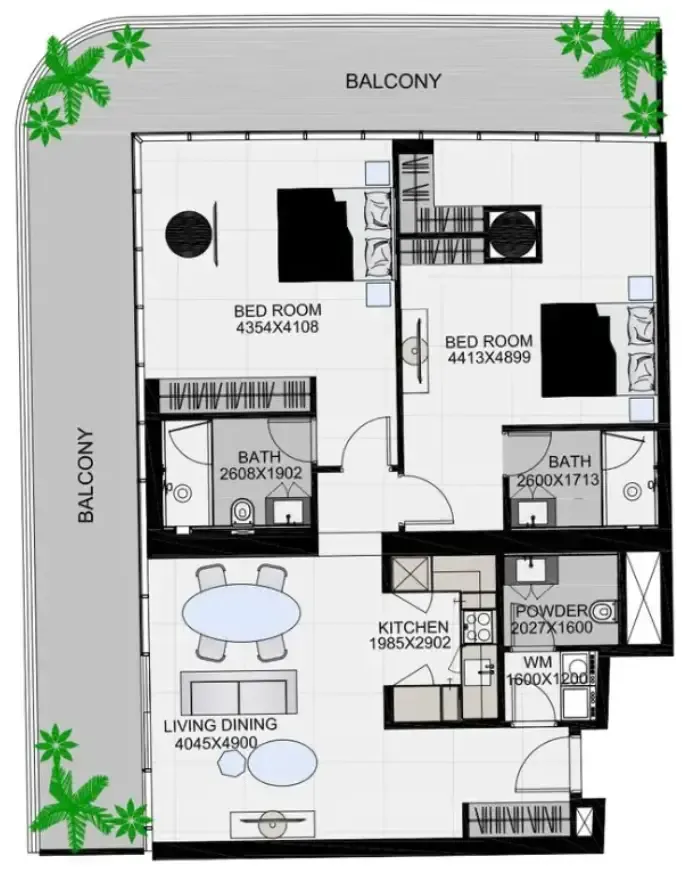 The Community Sports Arena 2 bed floor plan, 1,644 sqft