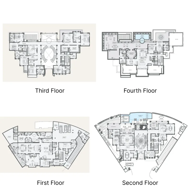 Monaco Mansions 8 bed floor plan, 39,004 sqft