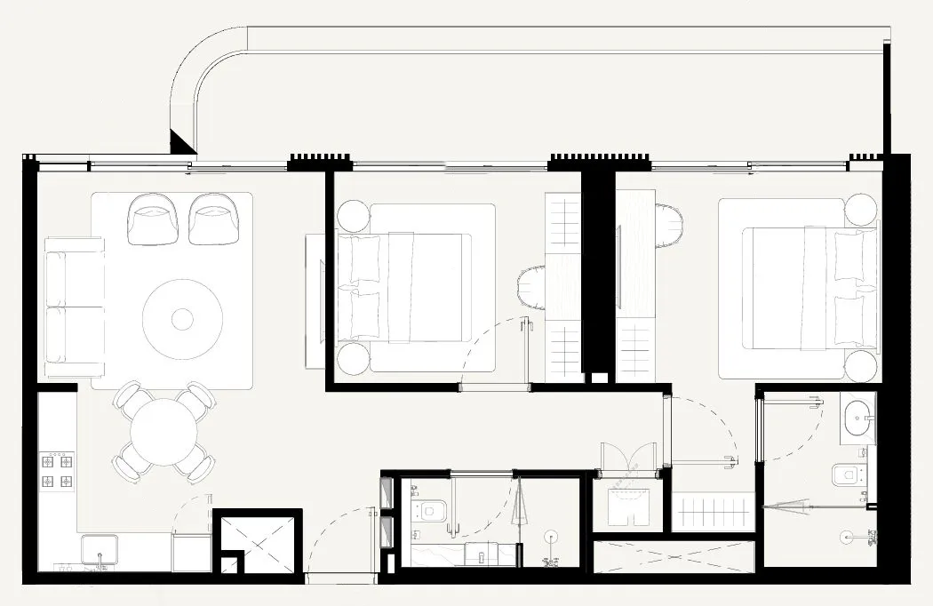 Azizi Abraham 2 bed floor plan, 1,019 sqft