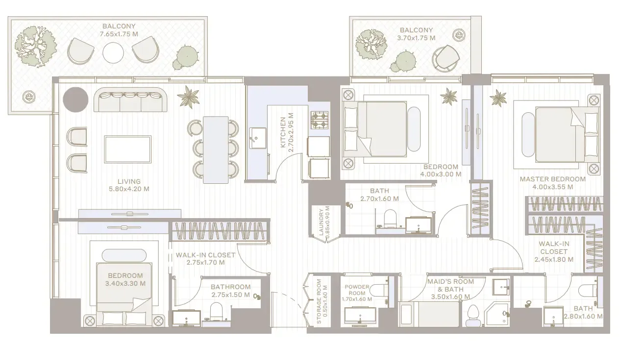 Alder in Park Five 3 bed floor plan, 1,657 – 1,662 sqft
