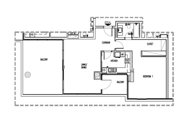 Damac Hills - Park Town 1 bed floor plan, 1,396 sqft