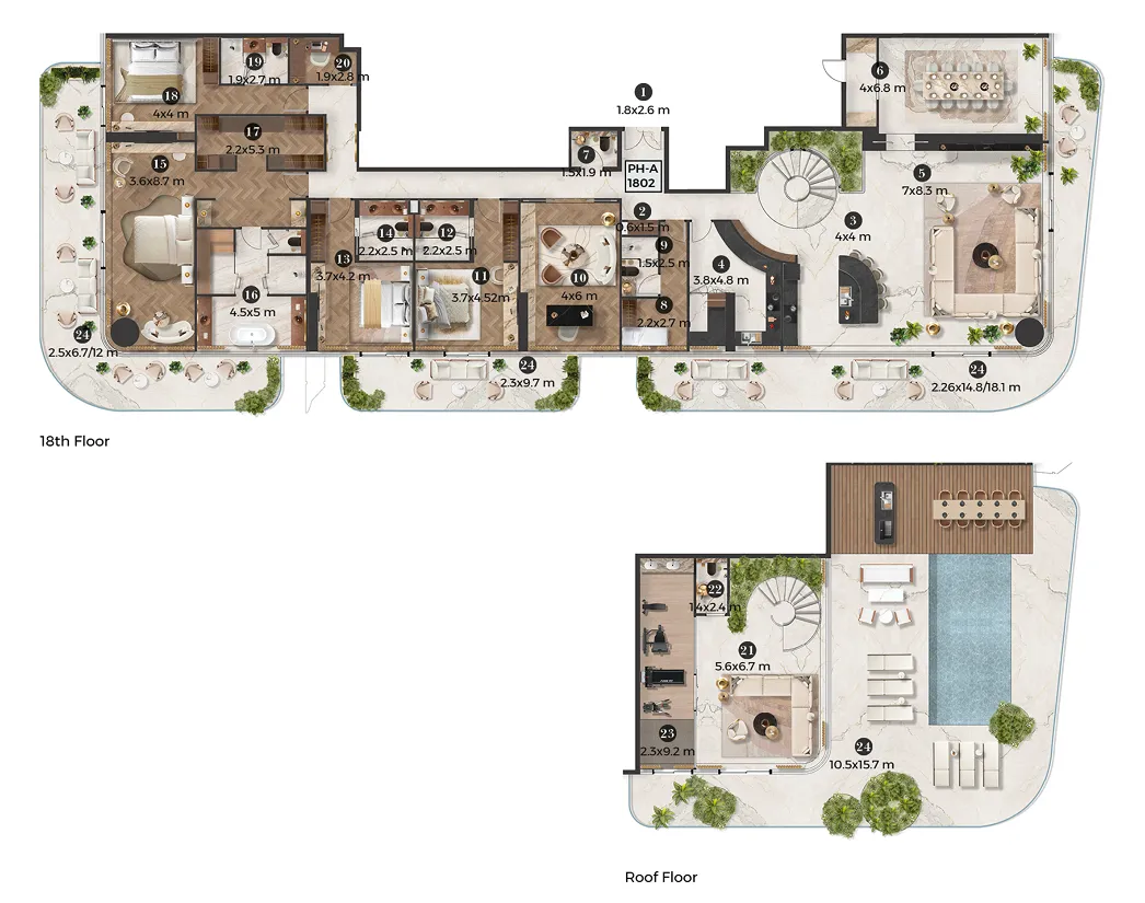 Stellar by Elie Saab 4 bed floor plan, 7,801 sqft