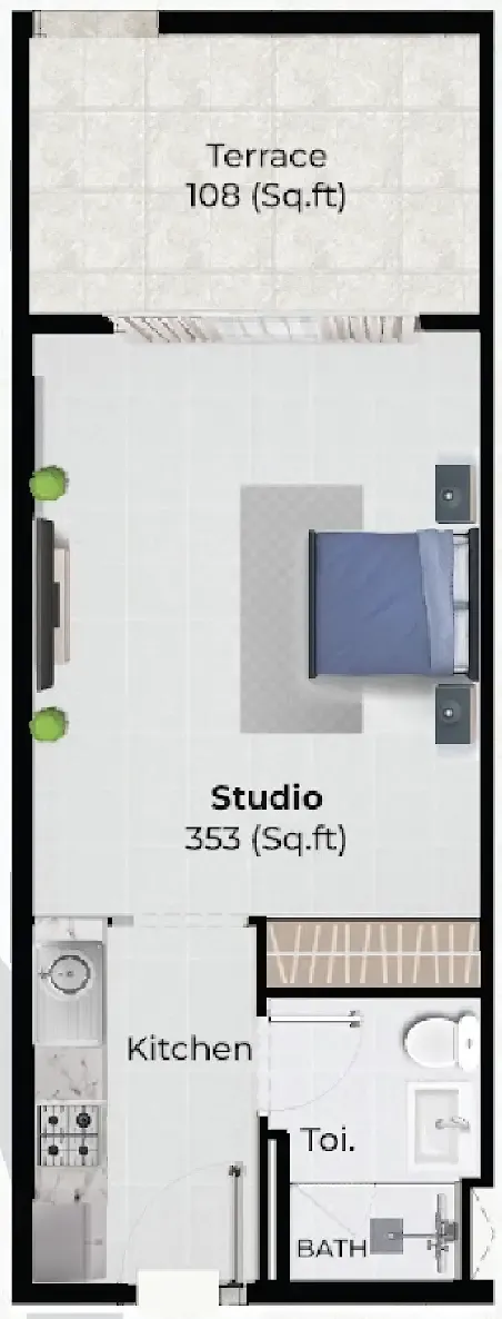 Chapter 02 by Newbury Studio floor plan, 461 sqft