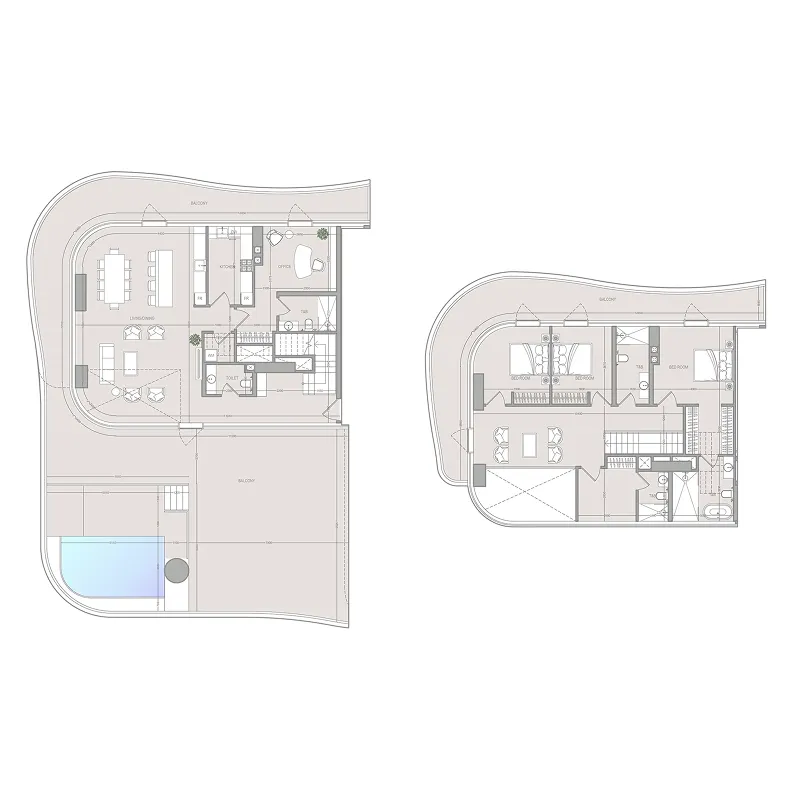 A1LA Residence 3 bed floor plan, 5,018 sqft