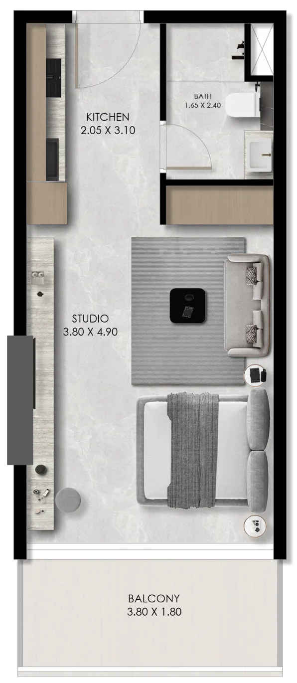 Verano by Prescott Studio floor plan, 427 sqft