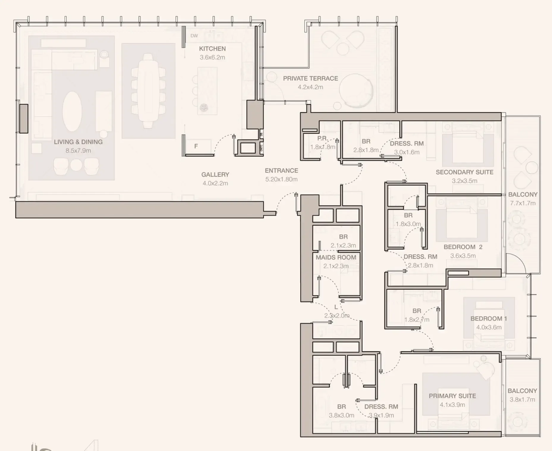 Jumeirah Residences Emirates Towers 4 bed floor plan, 3,472 sqft