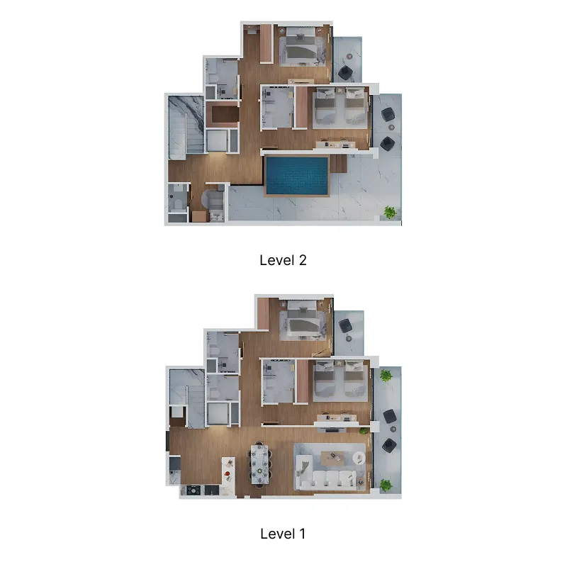 Bab Al Qasr Canal View Residence 22 4 bed floor plan, 2,194 sqft