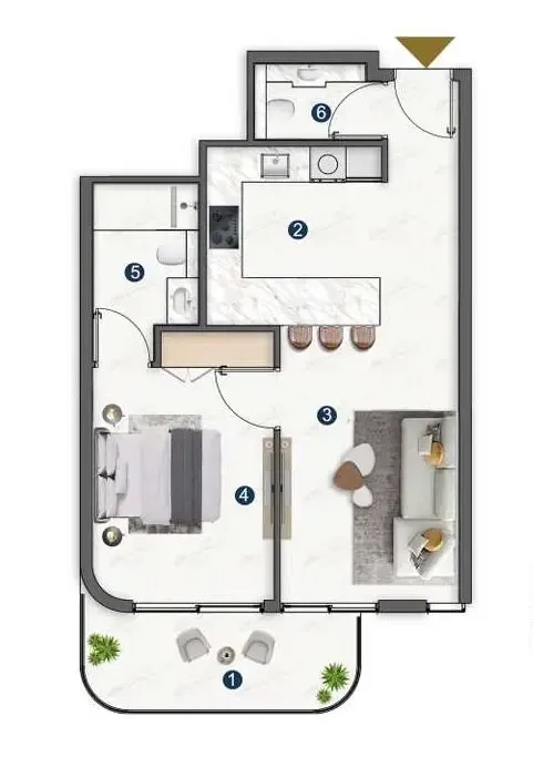 Voxa Pantheon 1 bed floor plan, 654 sqft
