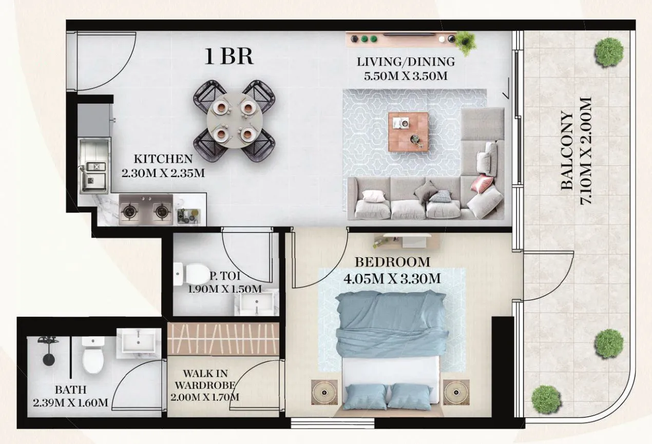 Chapter 01 by Newbury 1 bed floor plan, 749 sqft
