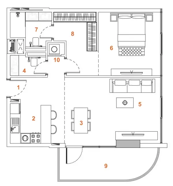 The Orchard Place Tower C 1 bed floor plan, 894 sqft