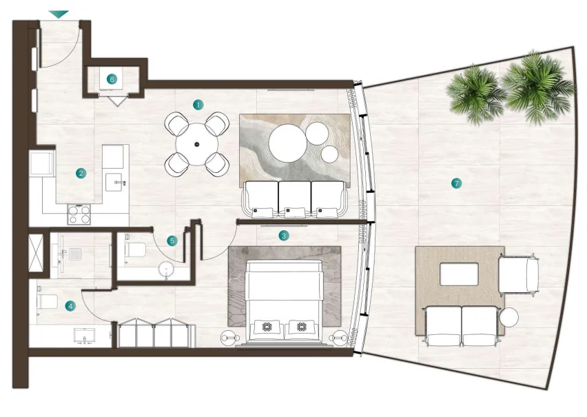 La Mer by Elie Saab 1 bed floor plan, 1,250 sqft