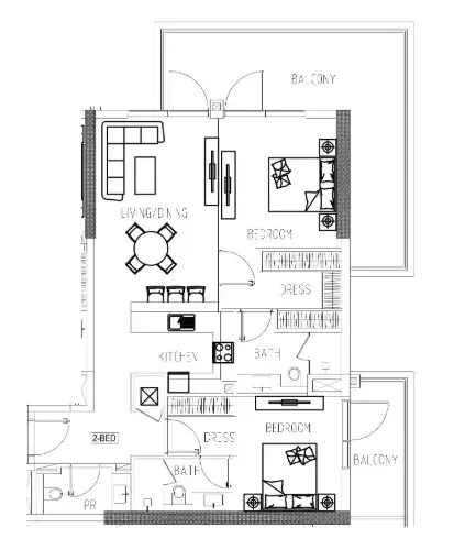 Damac Riverside Views 2 bed floor plan, 1,365 – 1,385 sqft