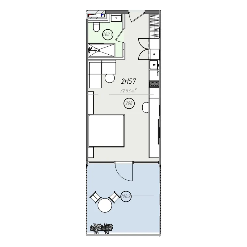 ZEN Studio floor plan, 355 sqft
