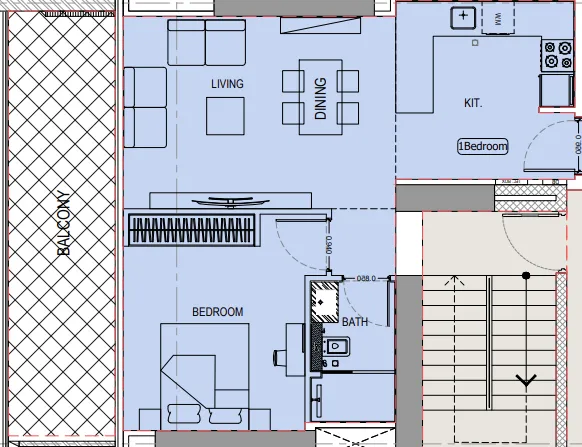Binghatti Ivory 1 bed floor plan, 785 sqft