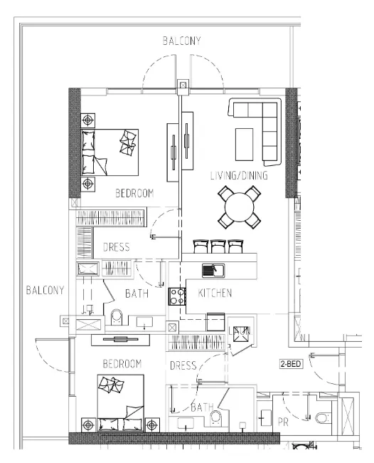Damac Riverside Views 2 bed floor plan, 1,483 sqft