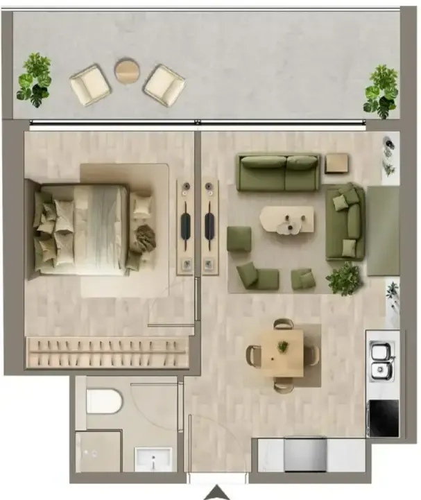 Colibri Views 1 bed floor plan, 584 sqft