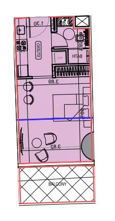 Binghatti Hillviews Studio floor plan, 426 sqft