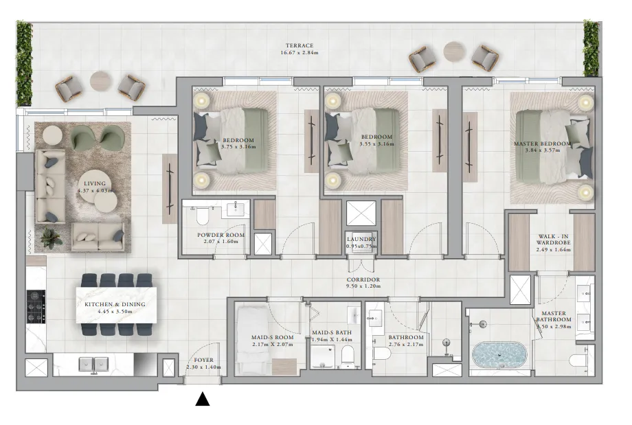 Club Place 3 bed floor plan, 1,923 sqft