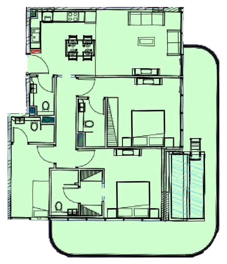 Samana Ocean Bay 2 bed floor plan, 1,490 sqft