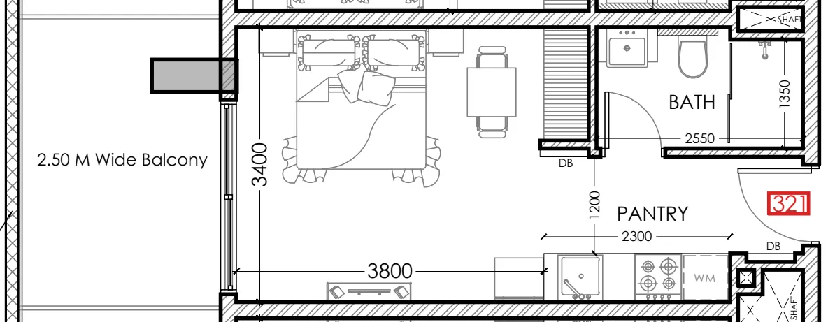 Al Haseen Residences 5 Studio floor plan, 371 sqft