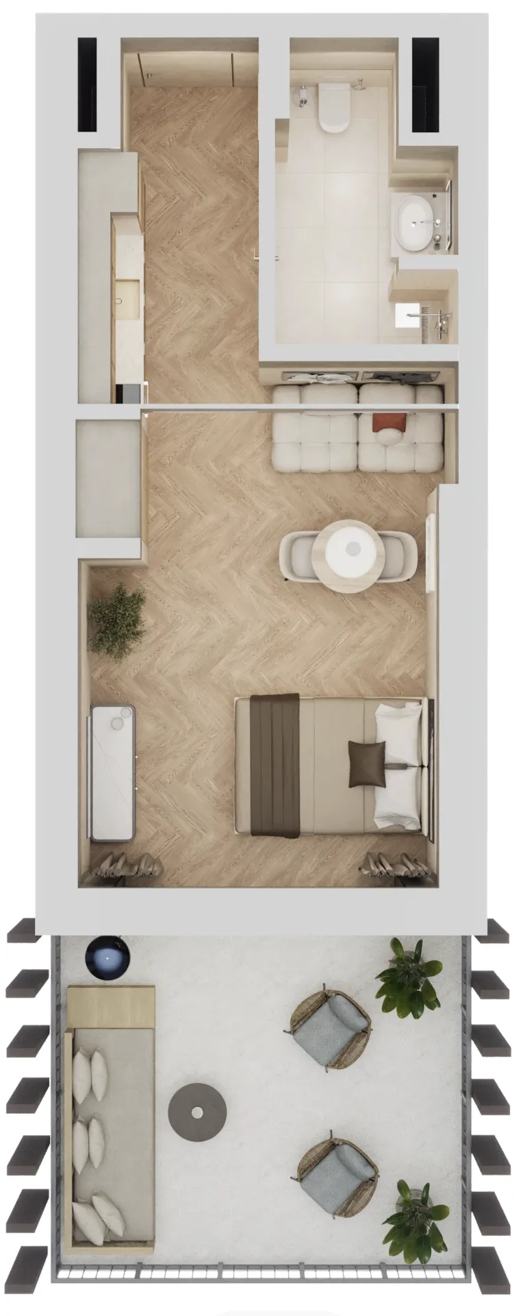 Arisha Terraces Studio floor plan, 534 sqft