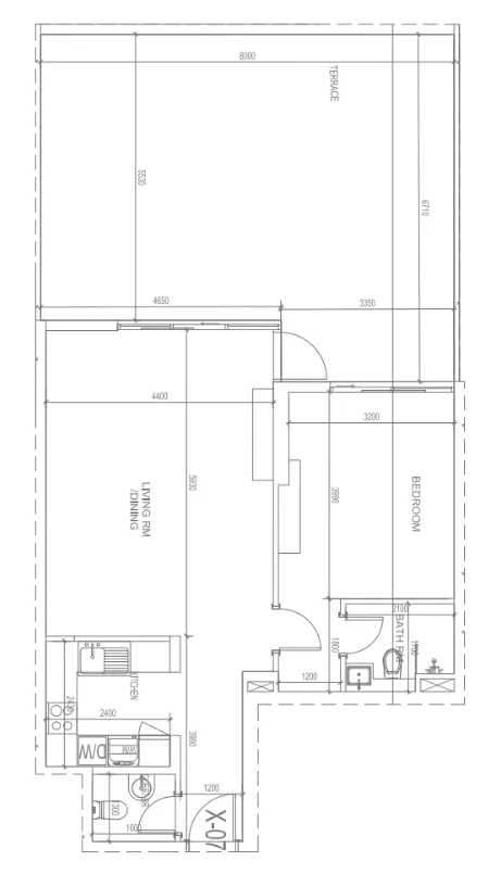 Blue Bay Walk 1 bed floor plan, 1,552 sqft