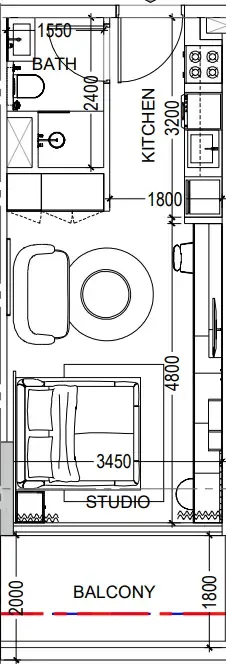 Al Haseen Residences 6 Studio floor plan, 395 sqft