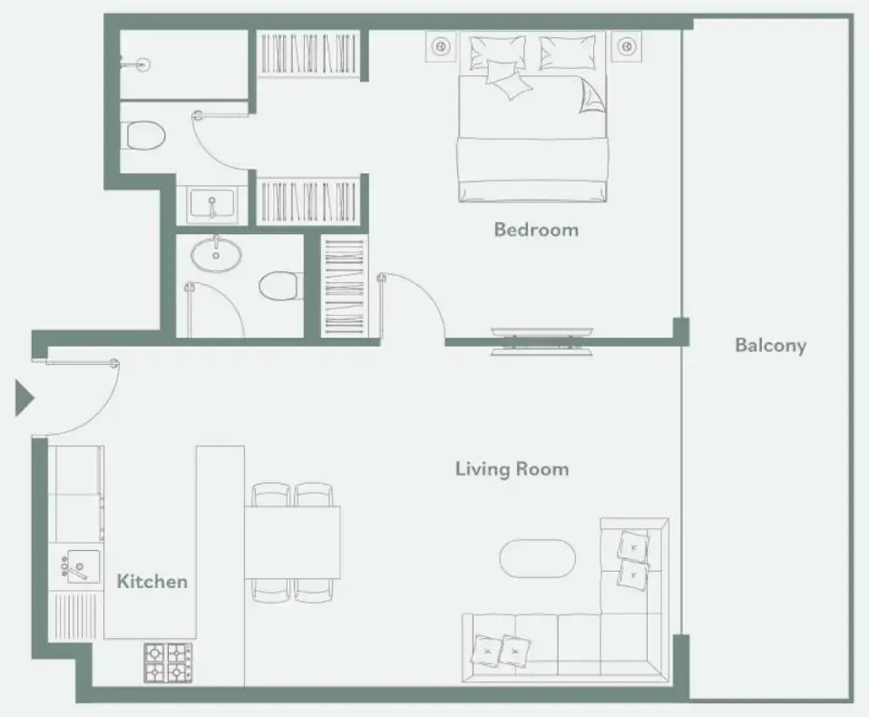 Luma Park Views 1 bed floor plan, 878 sqft