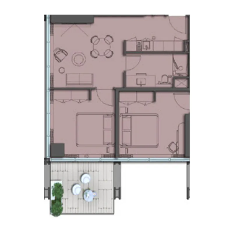 The Symphony by Imtiaz 1 bed floor plan, 677 sqft