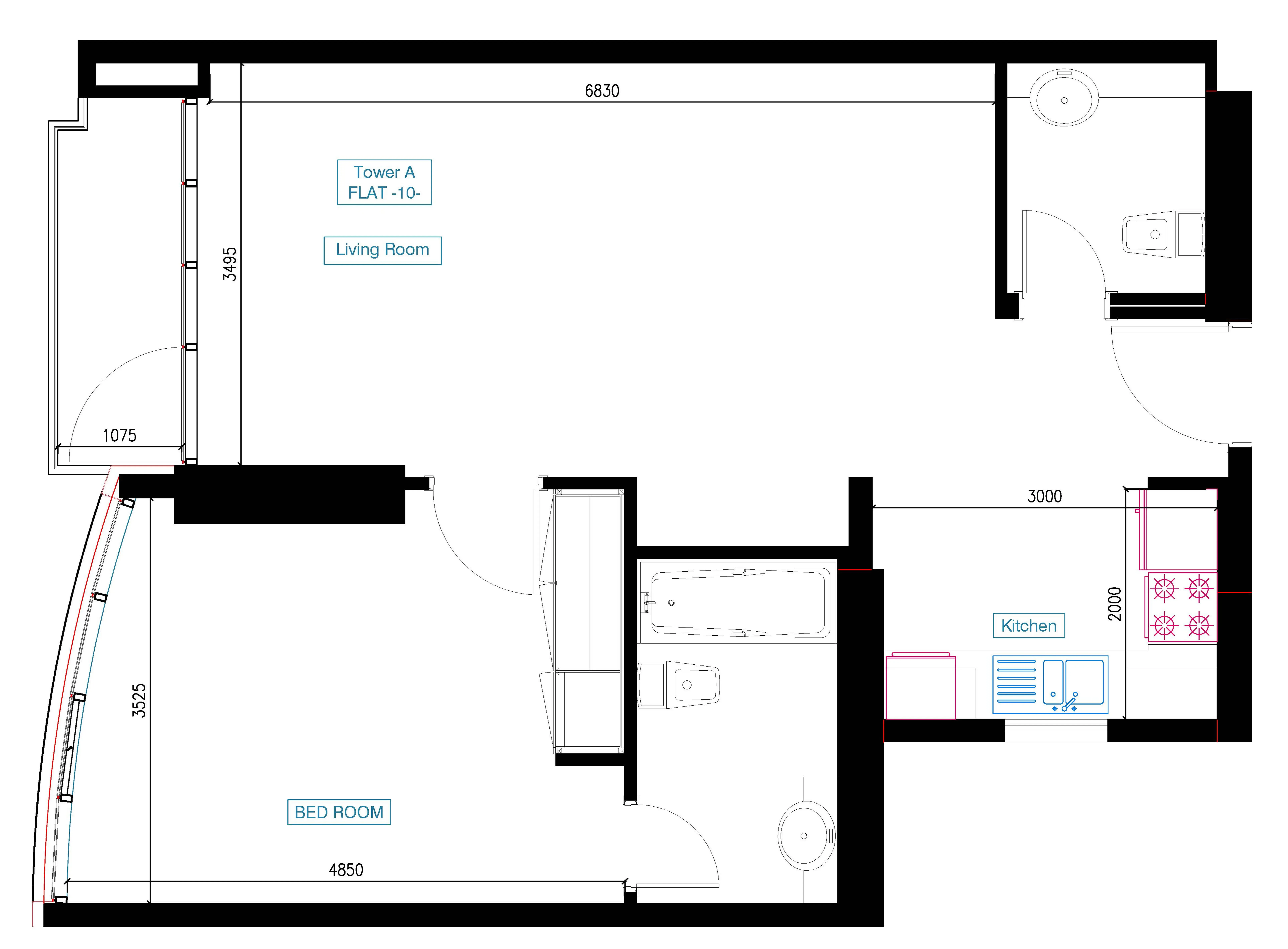 Mars Residences 1 bed floor plan, 781 sqft
