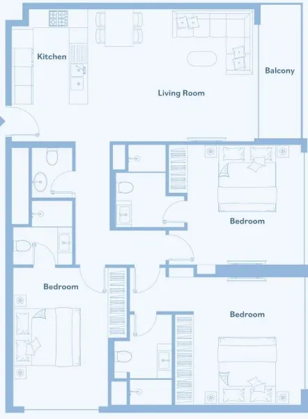 Luma Park Views 3 bed floor plan, 1,311 – 1,711 sqft