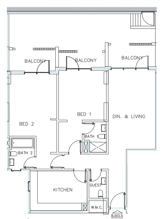 Janayen Avenue 2 bed floor plan, 1,861 sqft