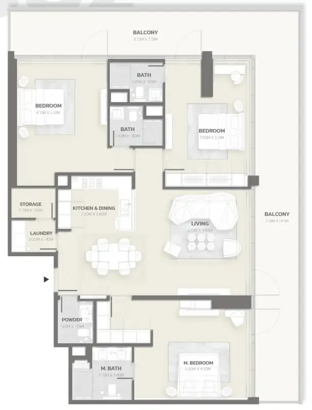 Tonino Lamborghini Residences 3 bed floor plan, 2,261 sqft