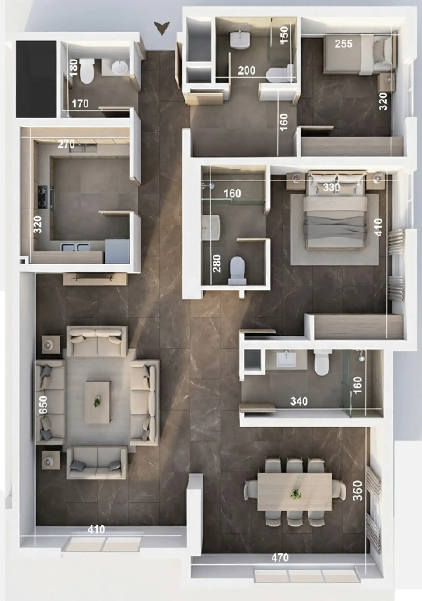 ICONA Residence 1 bed floor plan, 1,204 – 1,263 sqft